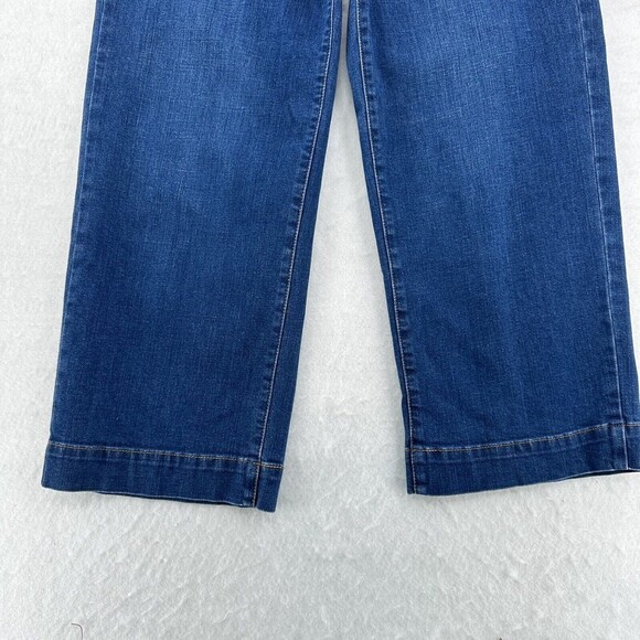 Talbots High Waist Wide Leg Crop Capris Women Sz 8 Cuffed Hem Pockets Summer - Picture 5 of 9